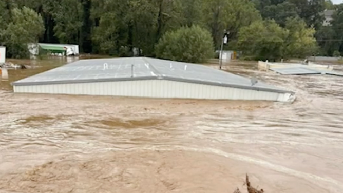 View from Drye's rooftop, where she, her son and parents sought refuge from the flood.