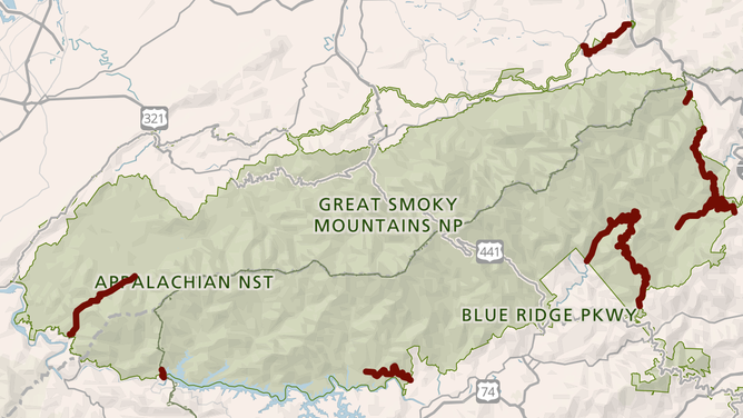 Closures in Great Smoky Mountains National Park as of Oct. 15, 2024.