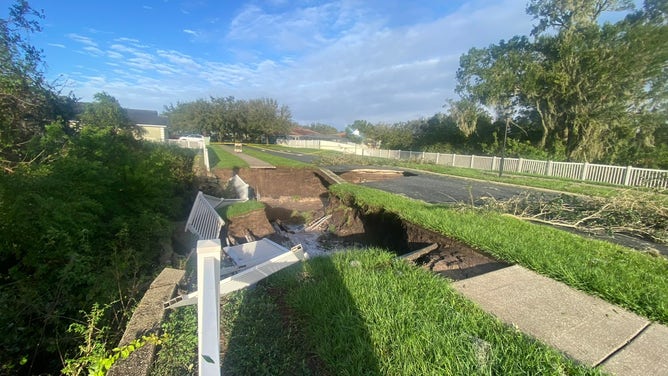 Hillsborough County sinkhole after Hurricane Milton