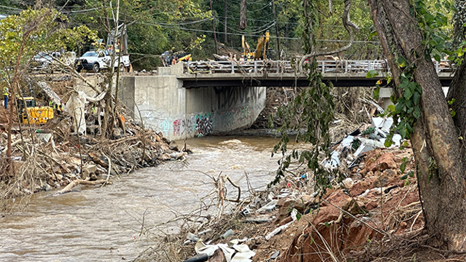 This photo captures some of the catastrophic destruction left behind in Swannanoa, North Carolina, after Hurricane Helene devastated the region. More than 130 people across six states, including in North Carolina, have been confirmed dead as of Tuesday, Oct. 1 2024.