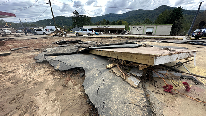 This photo captures some of the catastrophic destruction left behind in Swannanoa, North Carolina, after Hurricane Helene devastated the region. More than 130 people across six states, including in North Carolina, have been confirmed dead as of Tuesday, Oct. 1 2024.