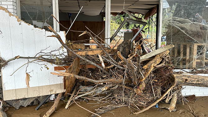 This photo captures some of the catastrophic destruction left behind in Swannanoa, North Carolina, after Hurricane Helene devastated the region. More than 130 people across six states, including in North Carolina, have been confirmed dead as of Tuesday, Oct. 1 2024.