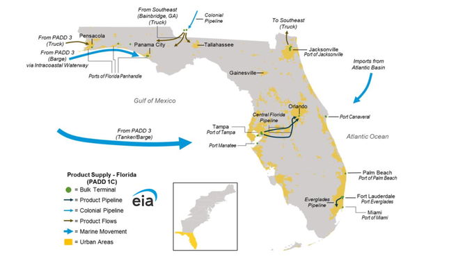 Florida fuel distribution map