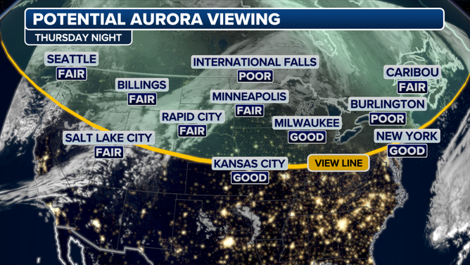 Thursday night aurora lights forecast.