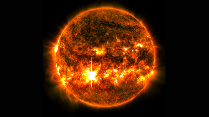 An X7.1 solar flare seen by NASA's SDO spacecraft on Oct. 1, 2024.