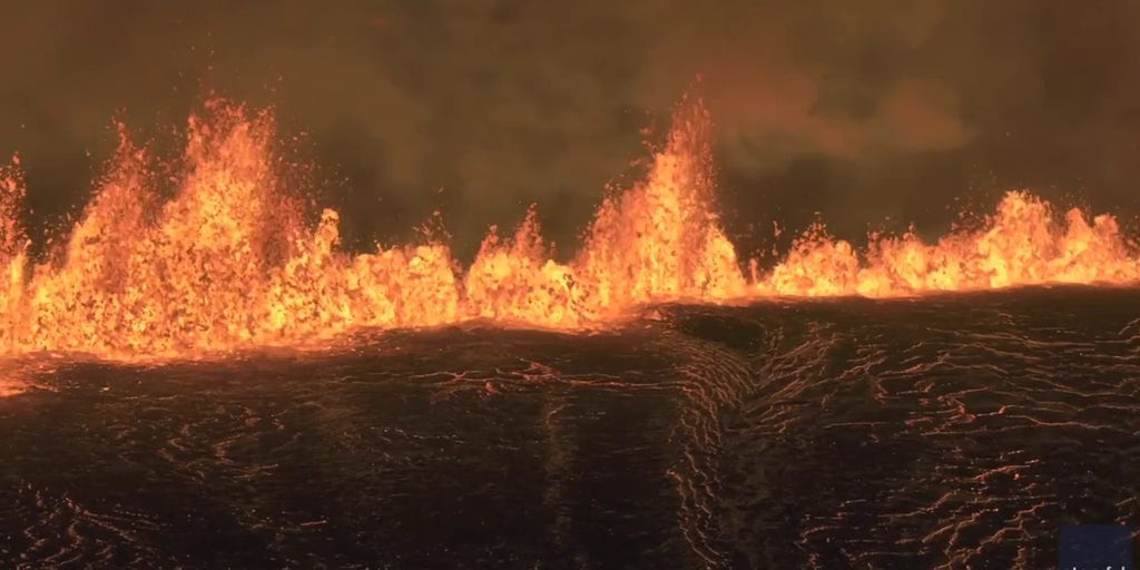 Blue Lagoon parking lot filled with lava after Iceland volcano erupts