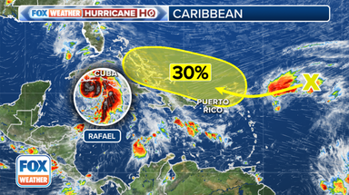 Area to watch in Atlantic monitored for development as Hurricane Rafael enters Gulf of Mexico