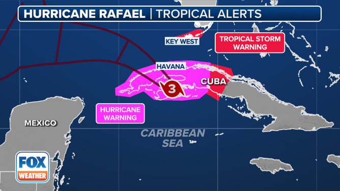 Hurricane and tropical storm warnings.