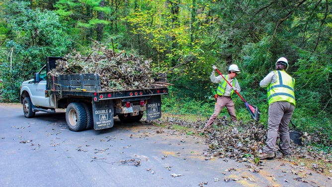 Crews cleaning up.