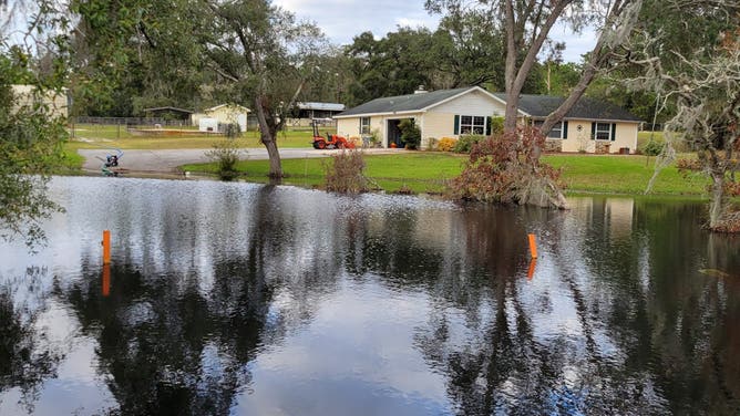 Flooding in David Musser's Orange City neighborhood six weeks after Hurricane Milton.