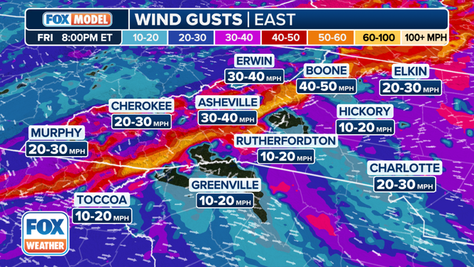 Wind gust forecast.