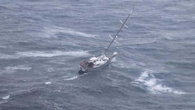 The sailboat, adrift.