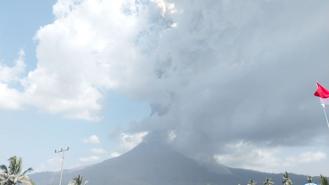 Ash and smoke from Mount Lewotobi Laki-laki eruption on Nov, 12. 