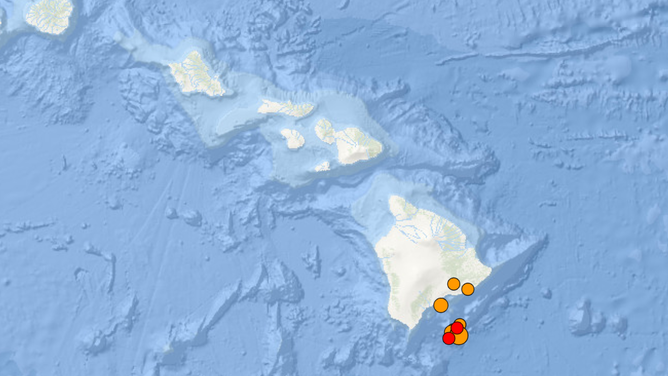 Map of recent earthquakes around Hawaii