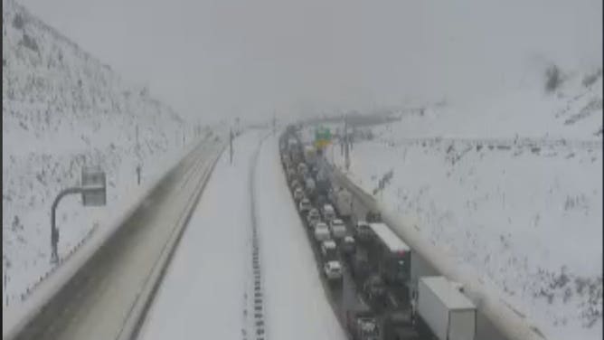 Snowfall along roadways.