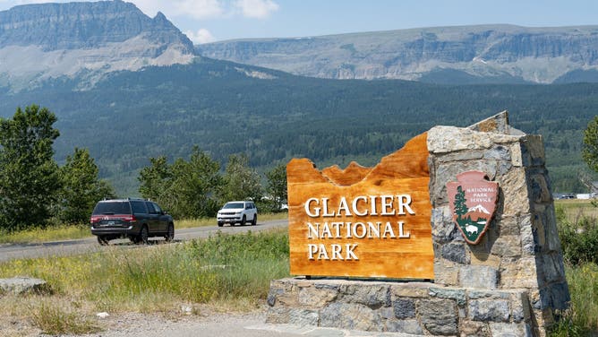 Entry sign to Glacier National Park, Montana. 