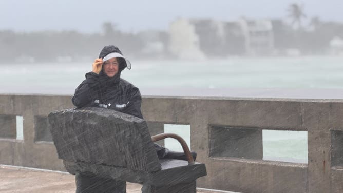 The waves and winds pick up in Key West, Florida from Hurricane Rafael on Nov. 6, 2024.