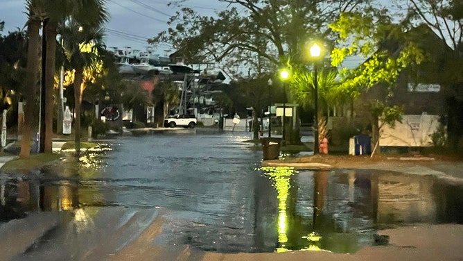 Tidal flooding was seen Thursday in Mount Pleasant, South Carolina.