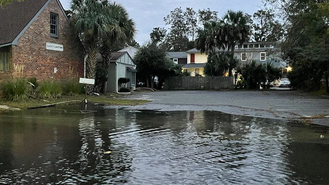 Tidal flooding was seen Thursday in Mount Pleasant, South Carolina.