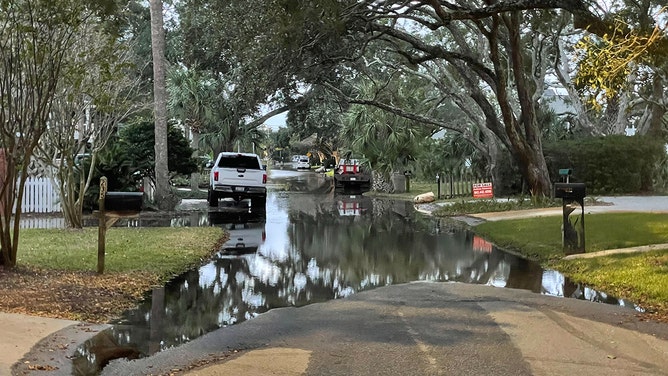 Tidal flooding was seen Thursday in Mount Pleasant, South Carolina.