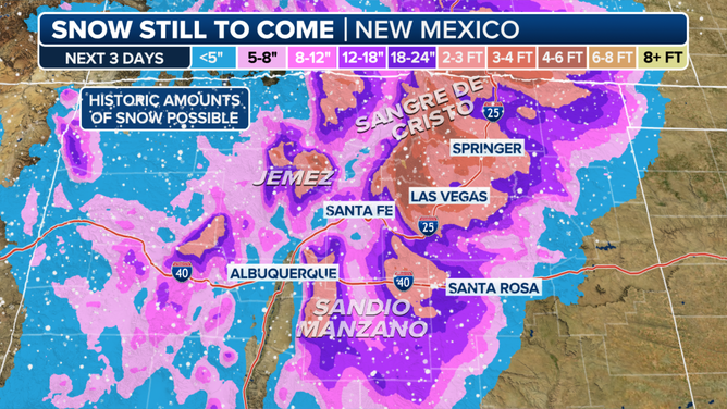 Snowfall forecast for New Mexico.