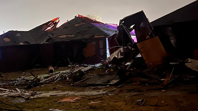 This photo shows damage caused by a tornado in Oklahoma City on Sunday, November 3, 2024.