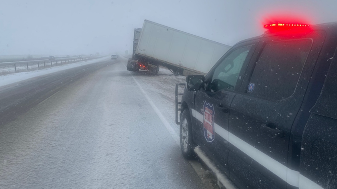 A semi-truck crash on Thursday, Nov. 21, 2024 during a winter storm.