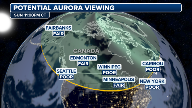 Sunday night Northern lights forecast.