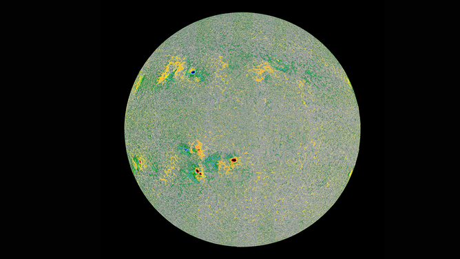 A magnetic map of the Sun taken using ESA's Solar Orbiter PHI instrument. 