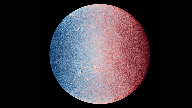 This image shows a map of movement on the Sun taken by ESA's Solar Orbiter PHI instrument.