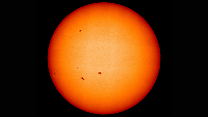 The Sun in visible light taken by ESA's Solar Orbiter's PHI instrument.