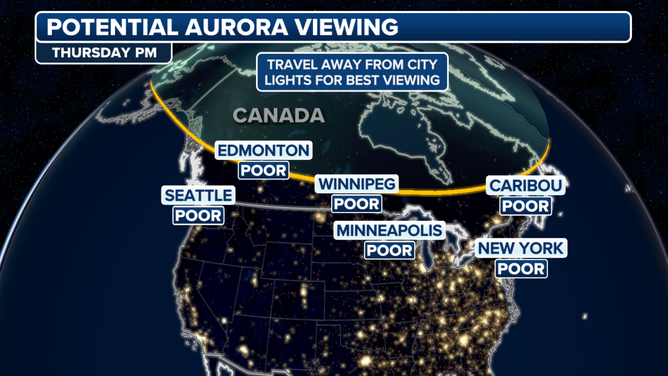 Thursday's aurora viewing forecast.