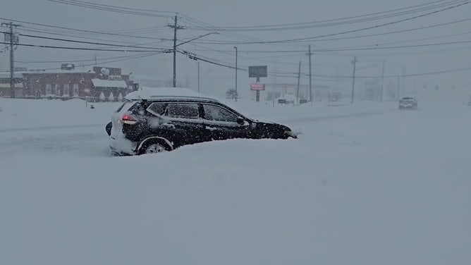 Heavy Snow Falls in Fredonia, NY