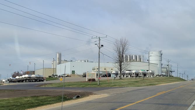 Plant that stores the salty, watery cheese byproduct in tanks all year for use when treating icy roads.