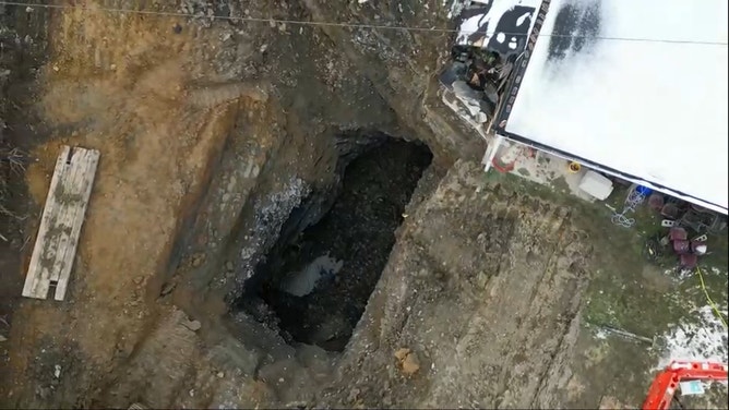 Drone shot of the sinkhole.