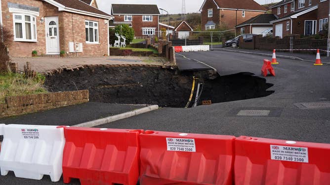 The sinkhole, as of Dec. 4.