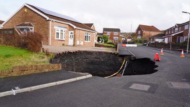 The sinkhole, as of Dec. 3.