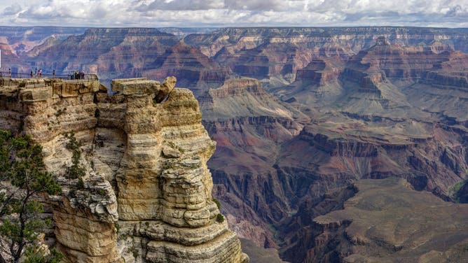 View of Mather Point on the South Rim of the Grand Canyon.