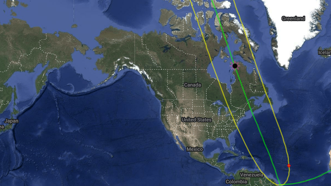 Partial solar eclipse map for March 29, 2025.