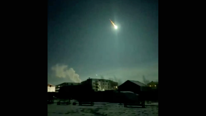 An asteroid lights up the sky in Lensk, Sakha Republic, Russia, December 4, 2024, in this screengrab obtained from a handout video. Sakha Republic Ministry Of Internal Affairs/via REUTERS