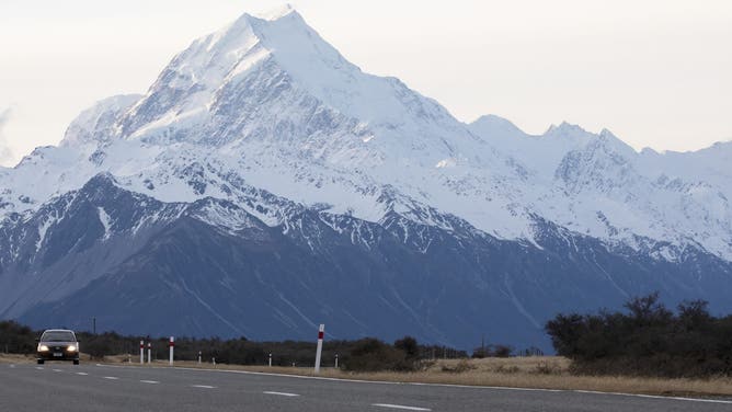 The highest mountain in New Zealand Mount Cook also known as Aoraki is seen at Mount Cook National Park in the South Island, New Zealand, on August 04, 2020. It lies amidst the Southern Alps Mountain range and as of 2020, its height is recorded as 3724m from the sea level. (Photo by Sanka Vidanagama/NurPhoto via Getty Images)