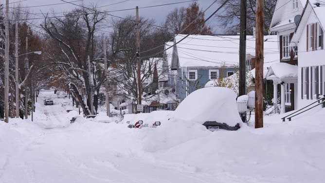 ERIE, PENNSYLVANIA, UNITED STATES - DECEMBER 2: An unforgiving lake-effect snow blankets the Great Lakes, disrupting daily life in New York and Pennsylvania, United States on December 02, 2024. (Photo by Lokman Vural Elibol/Anadolu via Getty Images)