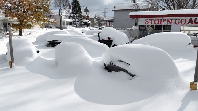 ERIE, PENNSYLVANIA, UNITED STATES - DECEMBER 2: An unforgiving lake-effect snow blankets the Great Lakes, disrupting daily life in New York and Pennsylvania, United States on December 02, 2024. (Photo by Lokman Vural Elibol/Anadolu via Getty Images)