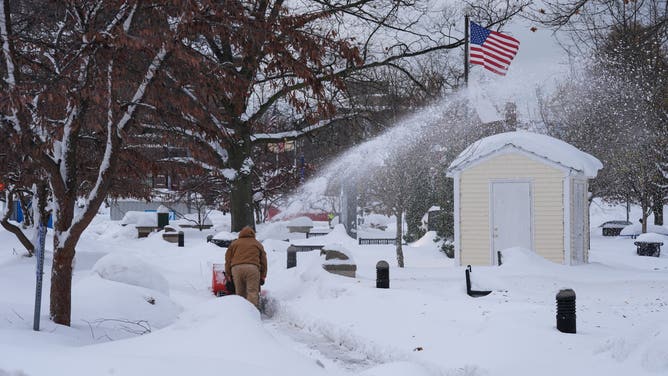 ERIE, PENNSYLVANIA, UNITED STATES - DECEMBER 2: An unforgiving lake-effect snow blankets the Great Lakes, disrupting daily life in New York and Pennsylvania, United States on December 02, 2024. (Photo by Lokman Vural Elibol/Anadolu via Getty Images)