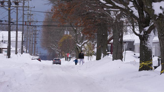 ERIE, PENNSYLVANIA, UNITED STATES - DECEMBER 2: An unforgiving lake-effect snow blankets the Great Lakes, disrupting daily life in New York and Pennsylvania, United States on December 02, 2024. (Photo by Lokman Vural Elibol/Anadolu via Getty Images)