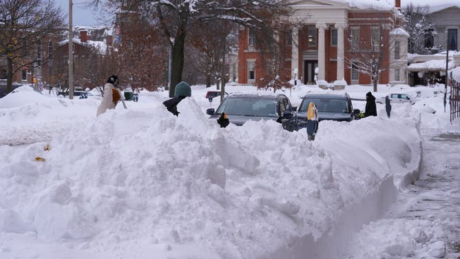 ERIE, PENNSYLVANIA, UNITED STATES - DECEMBER 2: An unforgiving lake-effect snow blankets the Great Lakes, disrupting daily life in New York and Pennsylvania, United States on December 02, 2024. (Photo by Lokman Vural Elibol/Anadolu via Getty Images)