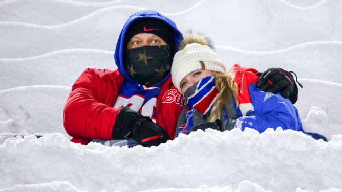 Fans of the Buffalo Bills look on from their seats before a game between the Bills and the San Francisco 49ers at Highmark Stadium on December 01, 2024 in Orchard Park, New York.