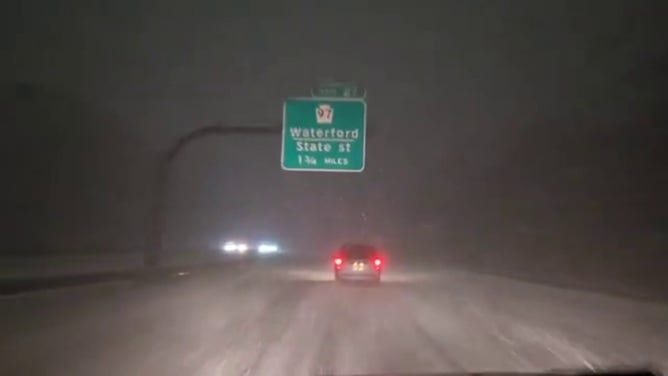 This image shows lake-effect snow falling in the Erie, Pennsylvania, area on Wednesday, Dec. 11, 2024.