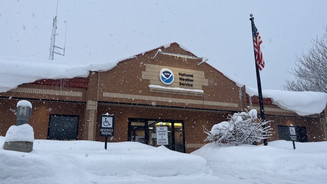 The National Weather Service office in Gaylord, Michigan, has measured 43.7 inches of snow since Thanksgiving morning, and it was still snowing when this photo was taken Monday morning, Dec. 2, 2024.