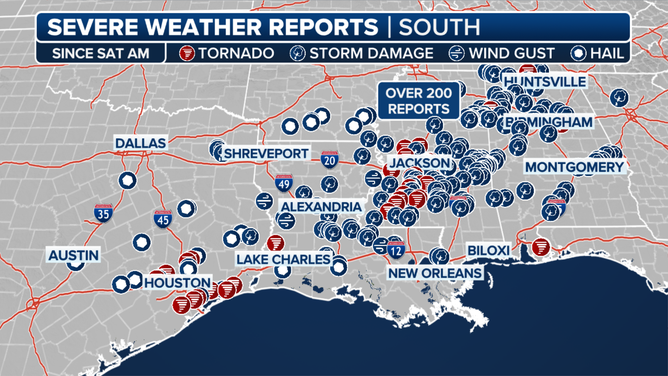 Radar storm reports since Dec. 28, 2024.